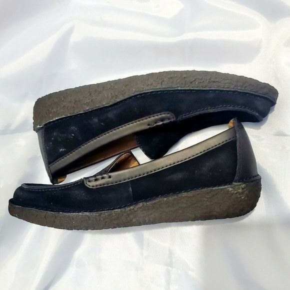 Lands’ End Black Suede‎ Leather Loafers Crepe Sole Made in Brazil Size 9 Women - Picture 3 of 7
